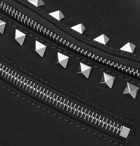 Valentino - Valentino Garavani Studded Leather-Trimmed Canvas Belt Bag - Black