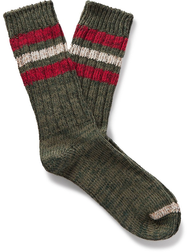 Photo: Thunders Love - Ribbed Striped Recycled Cotton-Blend Socks