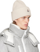 Moncler White Rolled Brim Beanie