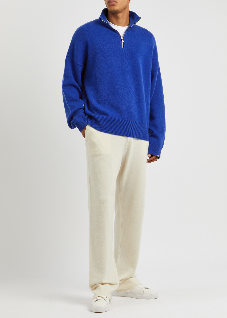 Extreme Cashmere N°235 Hike Half-zip Cashmere-blend Jumper - Blue - One Size