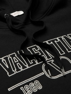 Valentino - Logo-Embroidered Cotton-Jersey Hoodie - Black