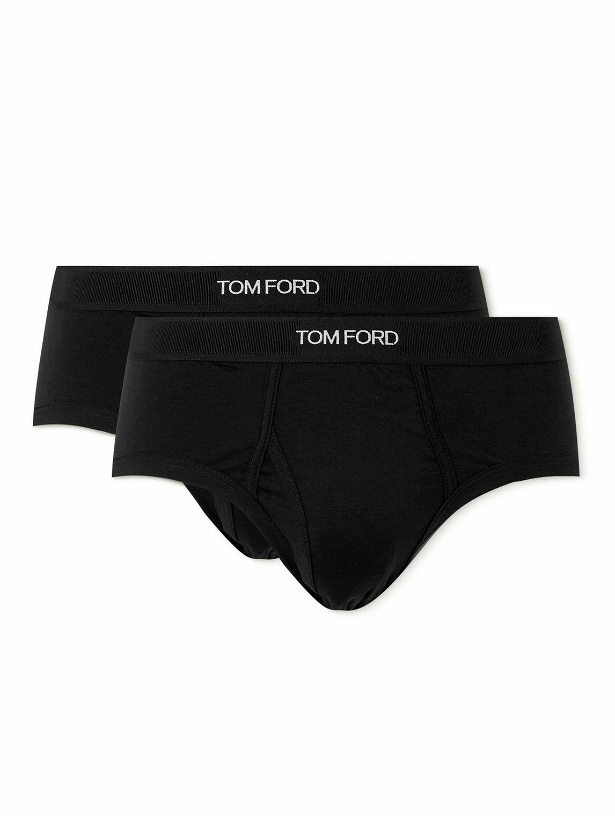 Photo: TOM FORD - Two-Pack Stretch-Cotton and Modal-Blend Briefs - Black