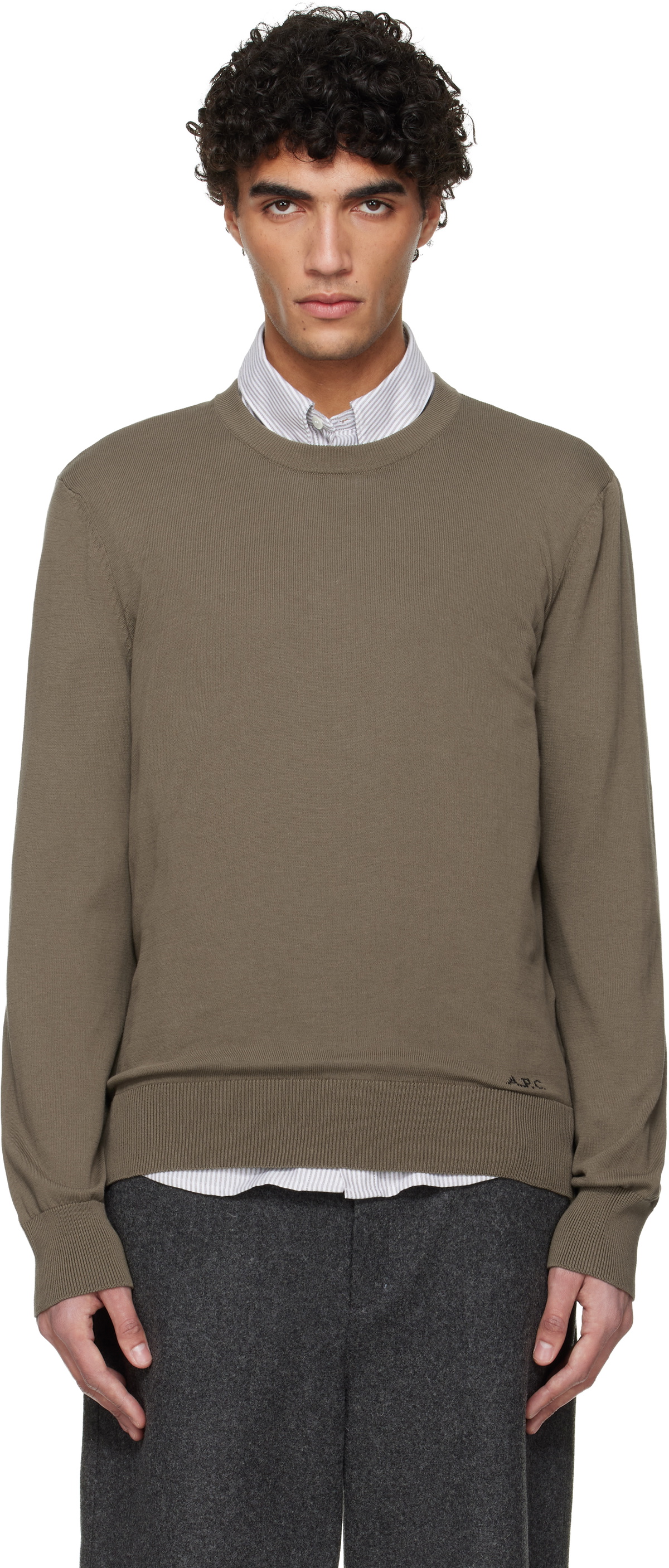 A.P.C. Khaki Cotton Sweater