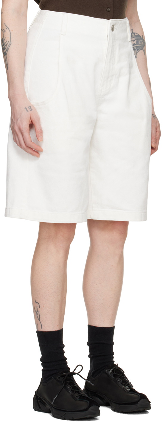 AMOMENTO White Pocket Denim Shorts