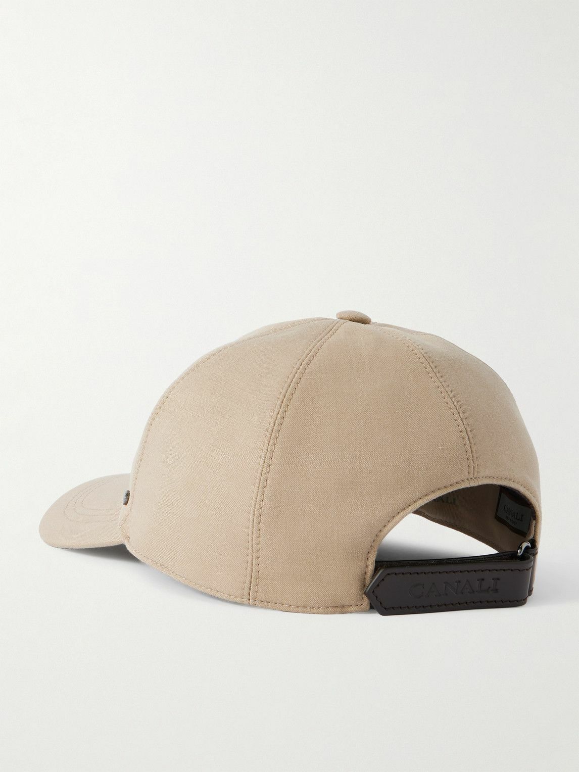 Canali - Studded Linen and Silk-Blend Twill Baseball Cap - Neutrals