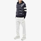 Moncler Men's Stripe Down Knit Jacket in Navy