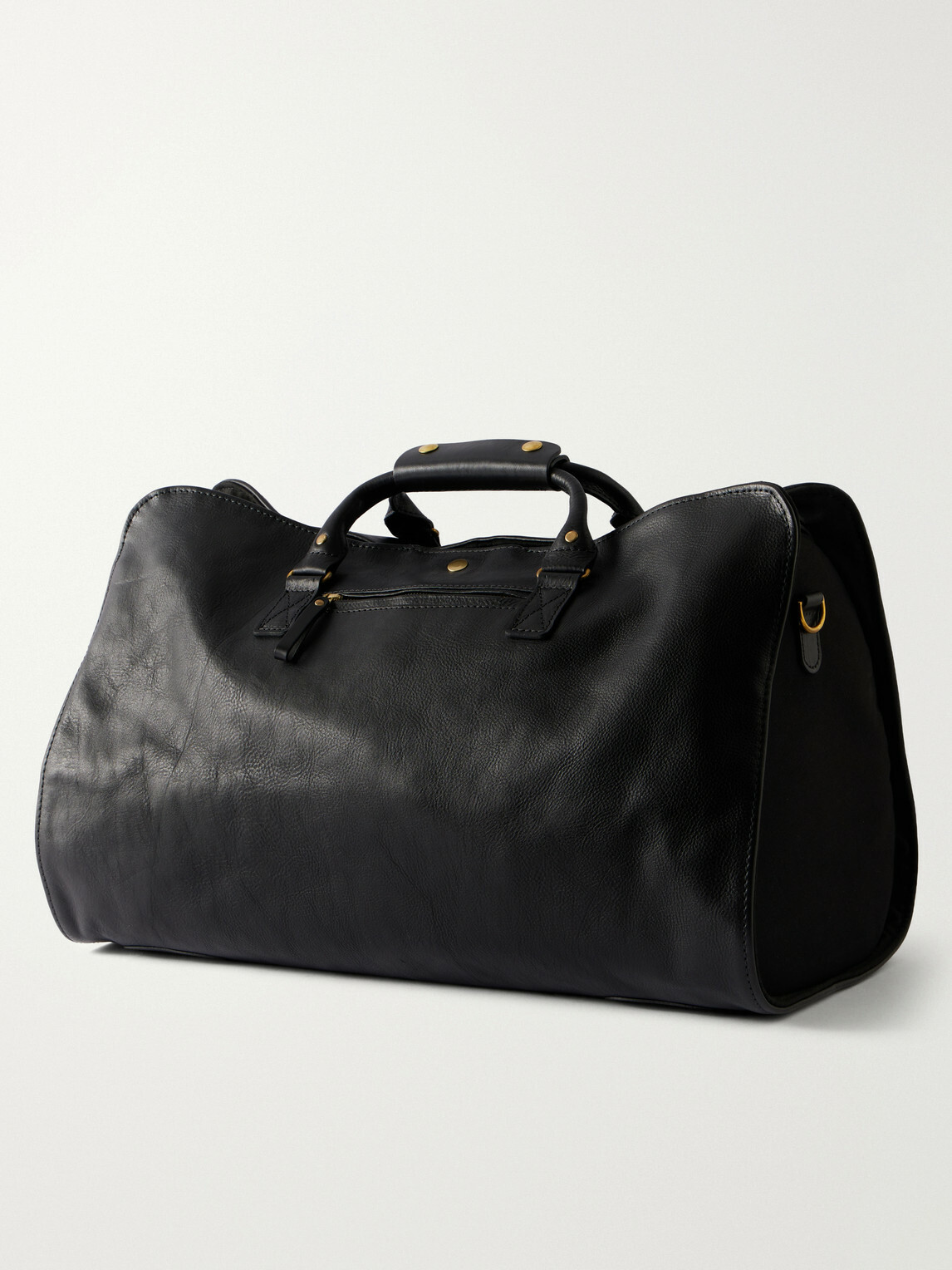 Bennett Winch - S.C. Holdall Convertible Full-Grain Leather and Cotton-Twill Weekend Bag - Black