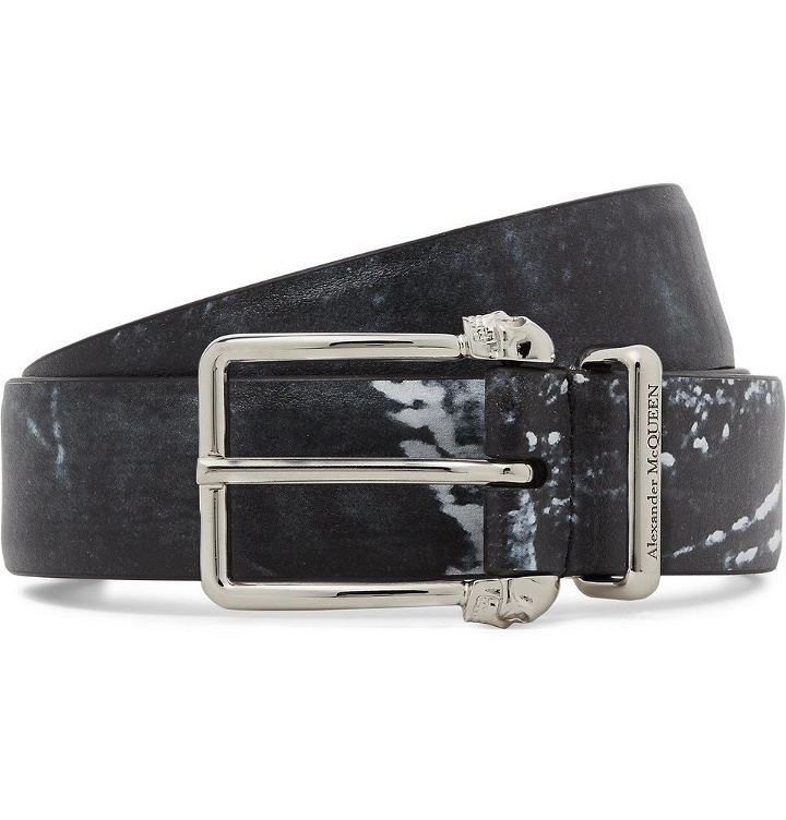 Photo: Alexander McQueen - 3cm Black Printed Matte-Leather Belt - Men - Black