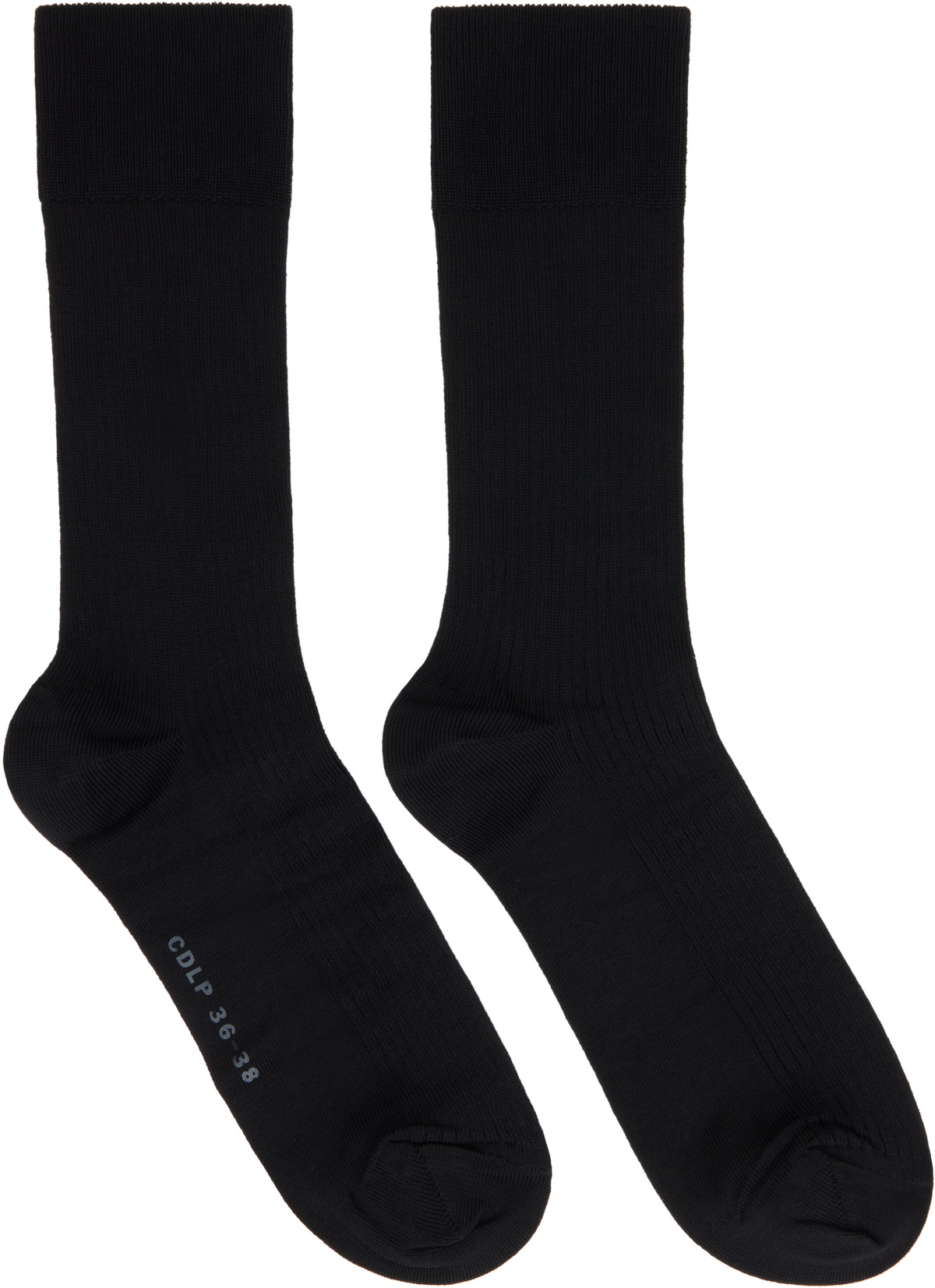 CDLP Six-Pack Black Mid Length Cotton Rib Socks
