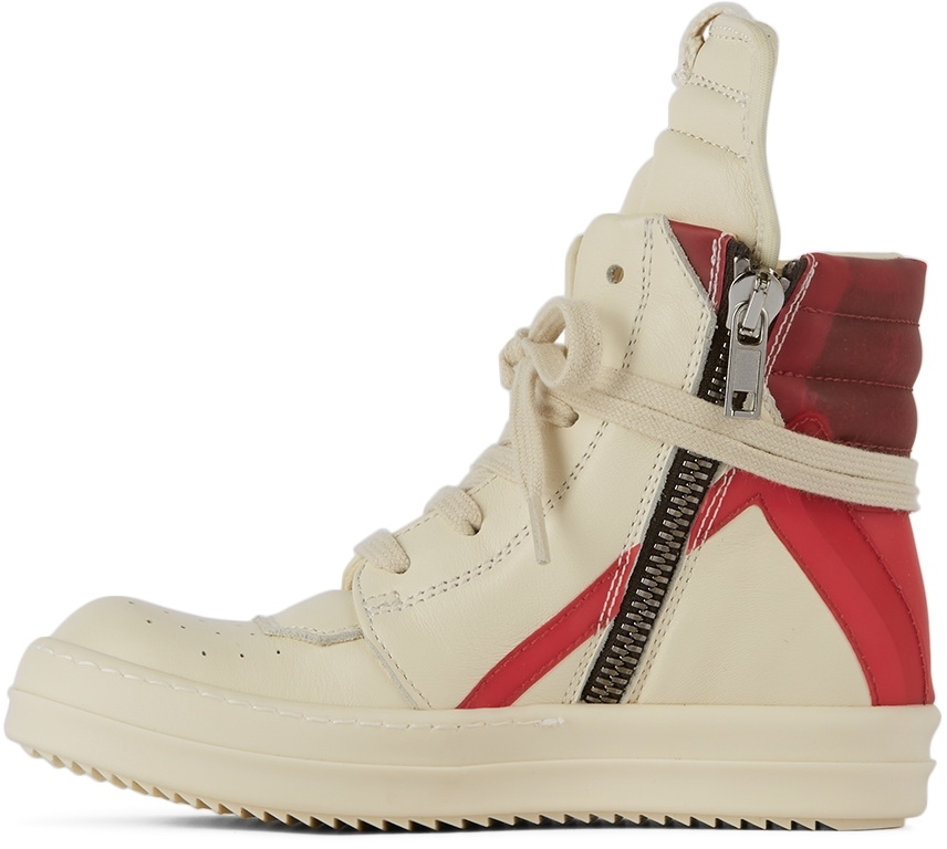Rick Owens Kids Off-White & Red Geobasket High Sneakers Rick Owens