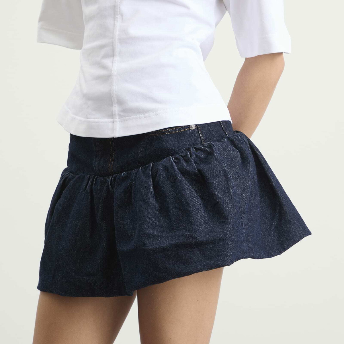 GANNI Women's Denim Bubble Mini Skirt in Rinse