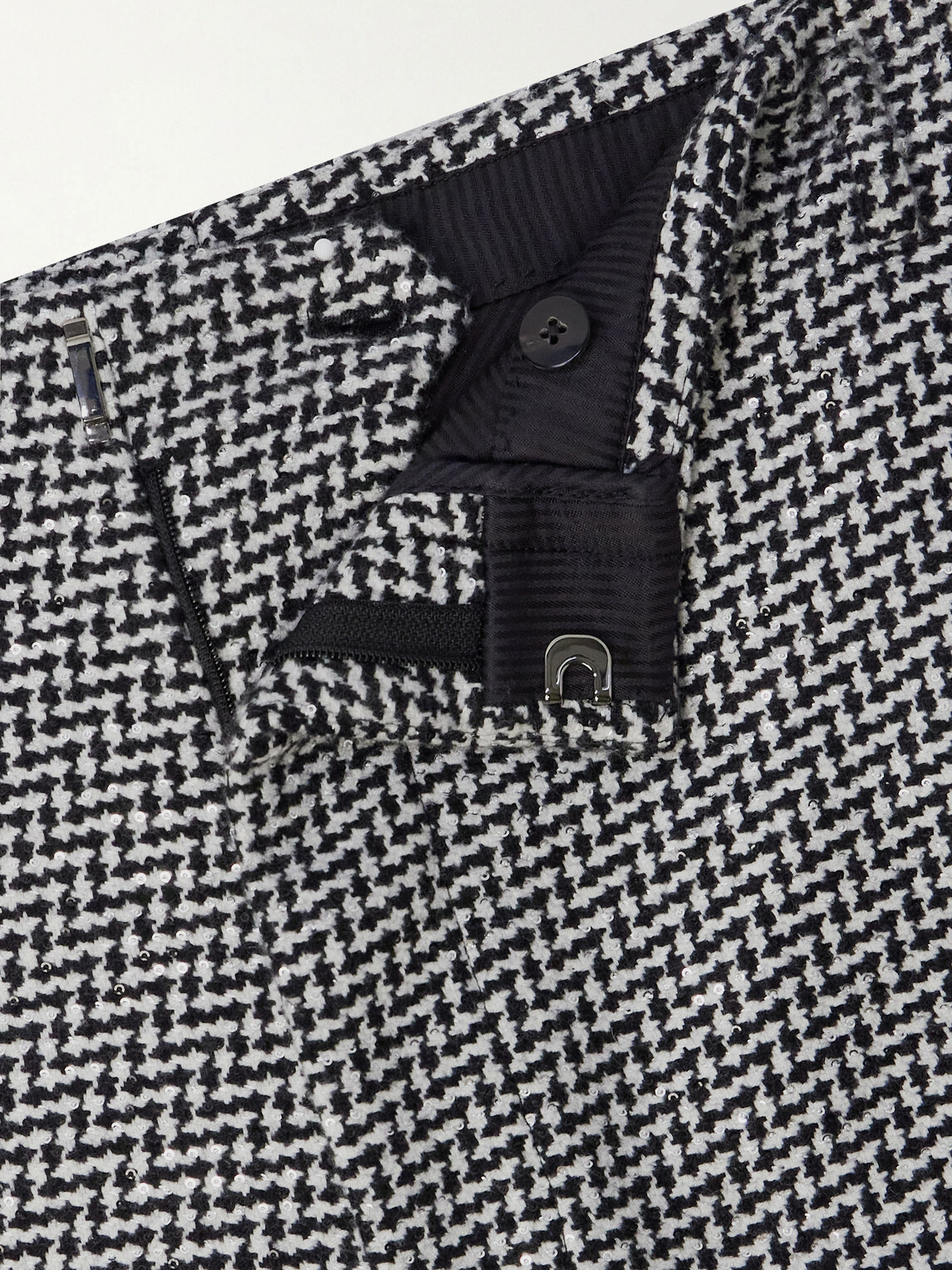 TOM FORD - Straight-Leg Sequin-Detailed Houndstooth Wool-Blend Suit Trousers - Black