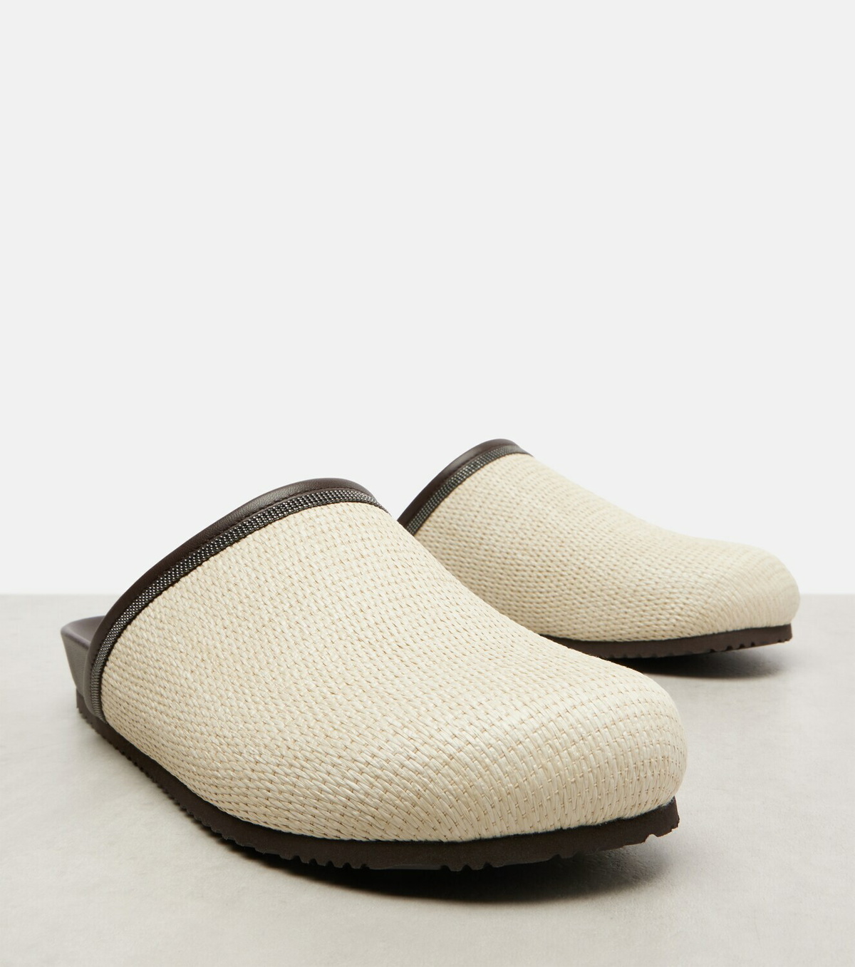 Brunello Cucinelli Monili leather-trimmed mules