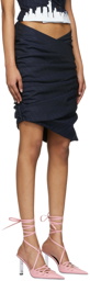 Lourdes Navy Virgin Wool Miniskirt