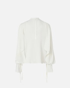 Pinko Silk Blend Blouse With Ruffled Sleeves Vanilla Ice Cream White