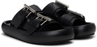 McQueen Black T-Bar Buckle Sandals