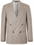 Giorgio Armani - Double-Breasted Wool, Silk and Linen-Blend Hopsack Suit - Brown