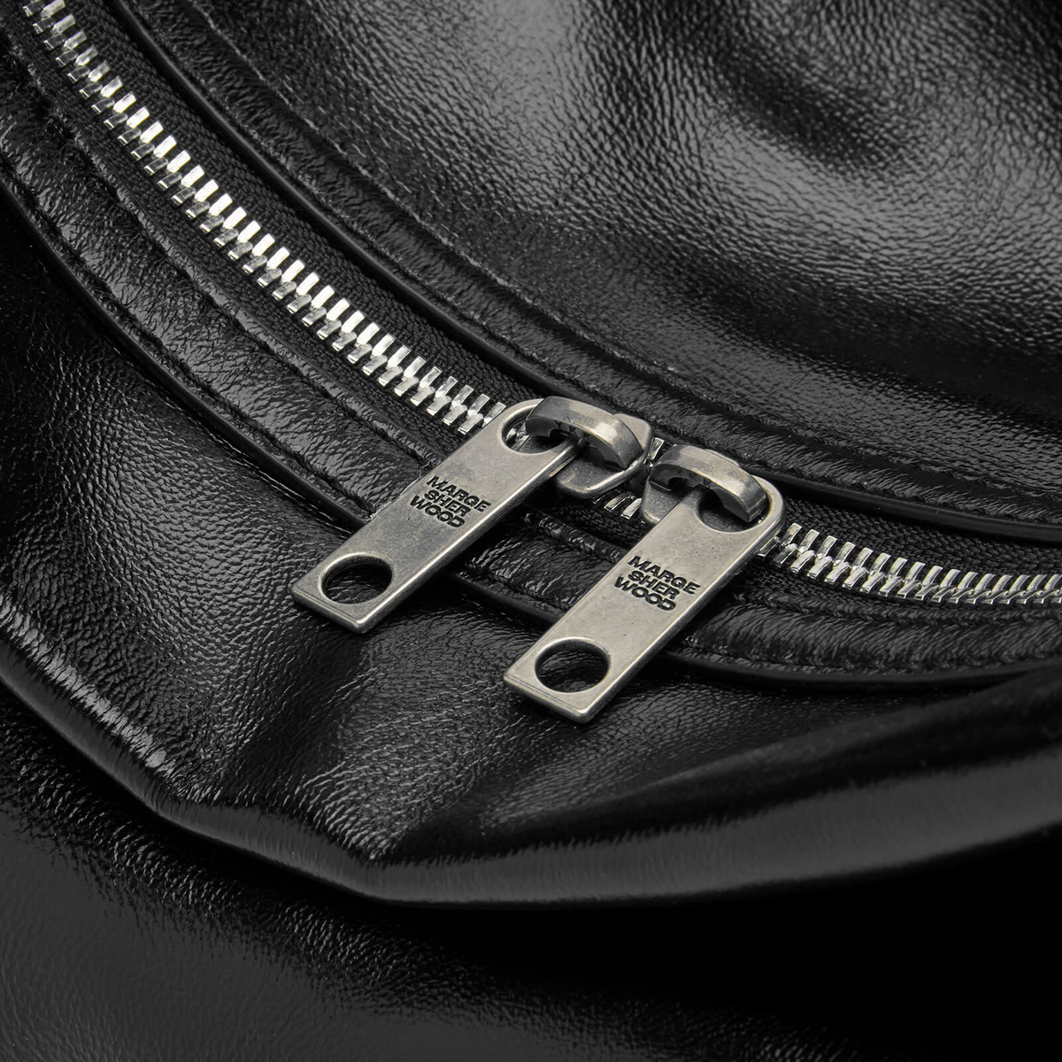 ☆MARGE SHERWOOD☆ LEATHER SYMBOL BELTblack plain Marge Sherwood Black Belted Bag Marge Sherwood