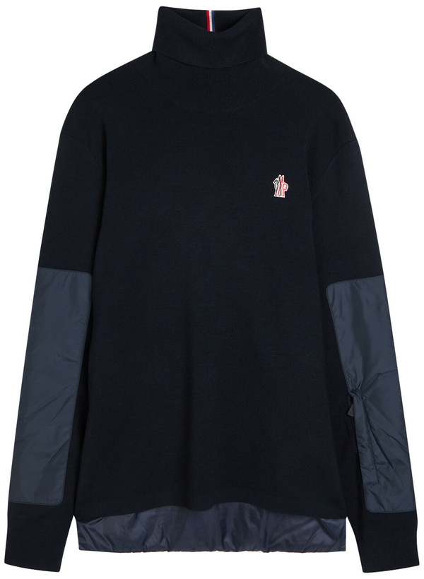 Photo: Moncler Grenoble Panelled Roll-neck Wool-blend Jumper Navy