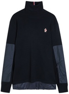 Moncler Grenoble Panelled Roll-neck Wool-blend Jumper Navy
