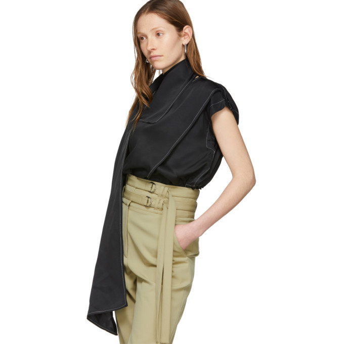 Proenza Schouler Black Cap Sleeve Scarf Blouse Proenza Schouler