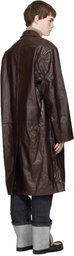 Entire Studios Brown Single Breasted Leather Coat