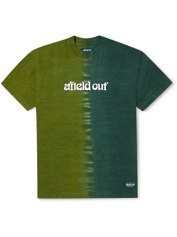 Photo: Afield Out® - Duotone Logo-Print Tie-Dyed Cotton-Jersey T-Shirt - Green