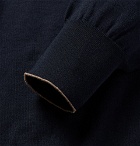 Brunello Cucinelli - Slim-Fit Contrast-Tipped Cotton Zip-Up Cardigan - Men - Navy