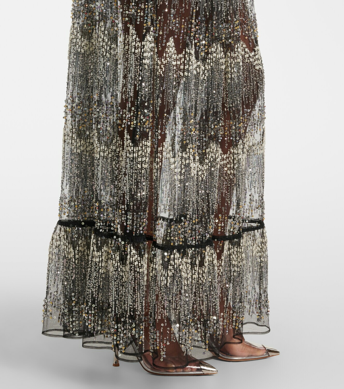 Rabanne Embellished off-shoulder gown