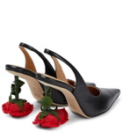 Loewe - Rose-heeled leather slingback pumps