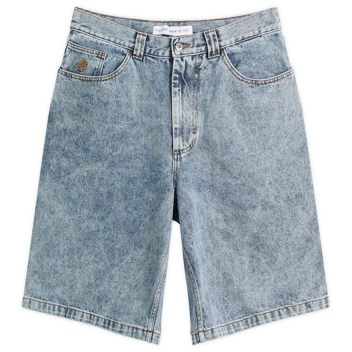 Polar Skate Co. Men's Big Boy Denim Shorts in Heavy Washed Blue