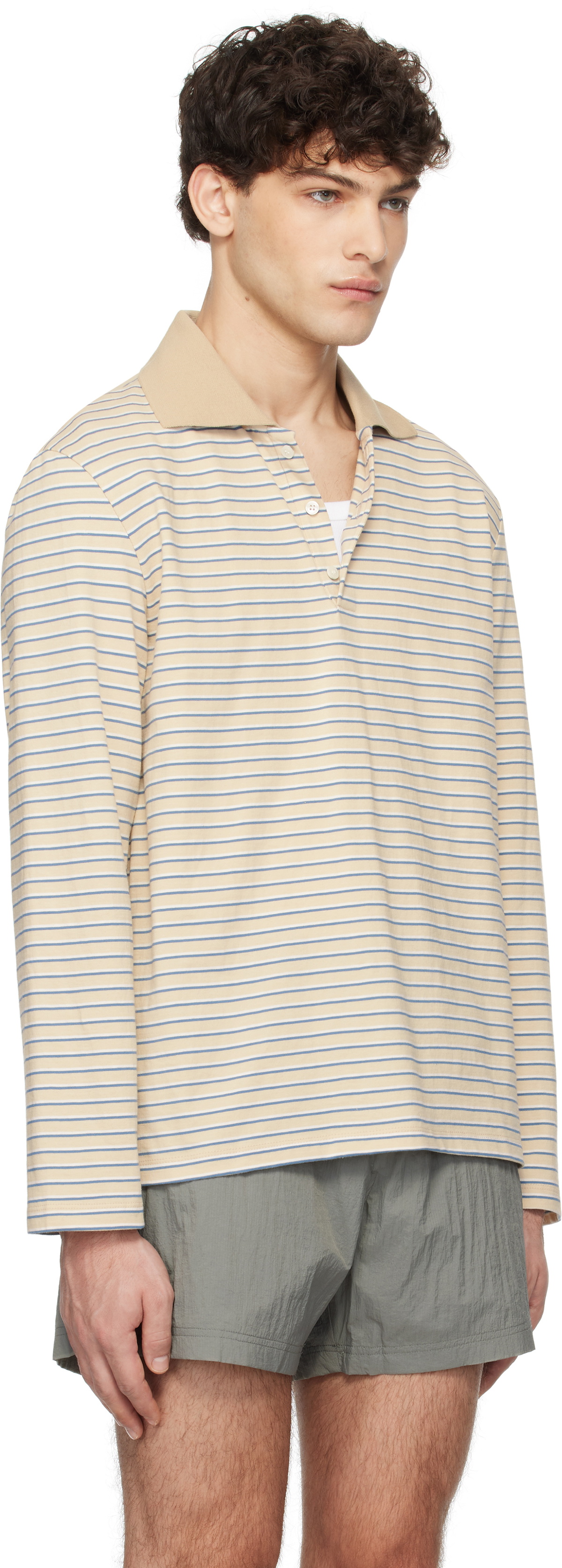 Tonywack Beige Striped Cotton Polo Tonywack