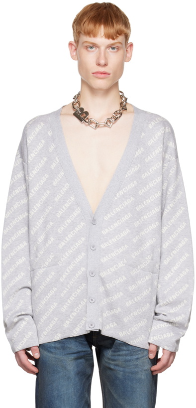 Photo: Balenciaga Gray & White Jacquard Cardigan