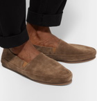 Mulo - Collapsible-Heel Suede Loafers - Light brown