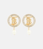 Burberry - TB gold-plated brass earrings with pearls