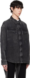 Mugler Black Washed Denim Overshirt