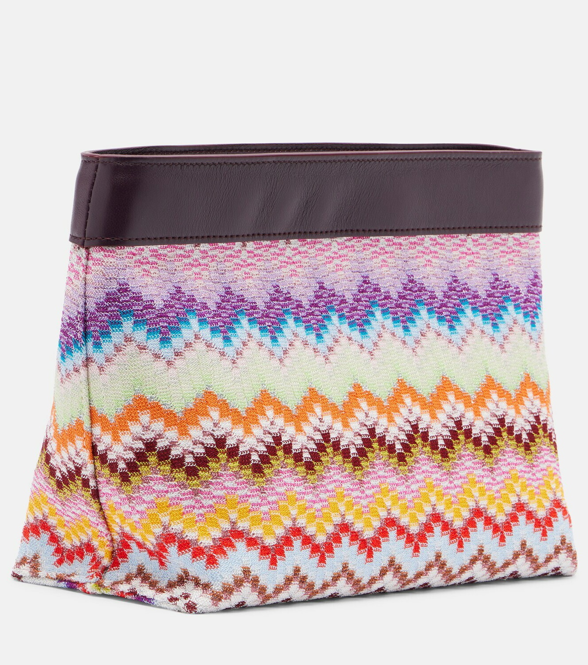 Missoni Zigzag Large leather-trimmed lamé clutch