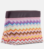 Missoni Zigzag Large leather-trimmed lamé clutch