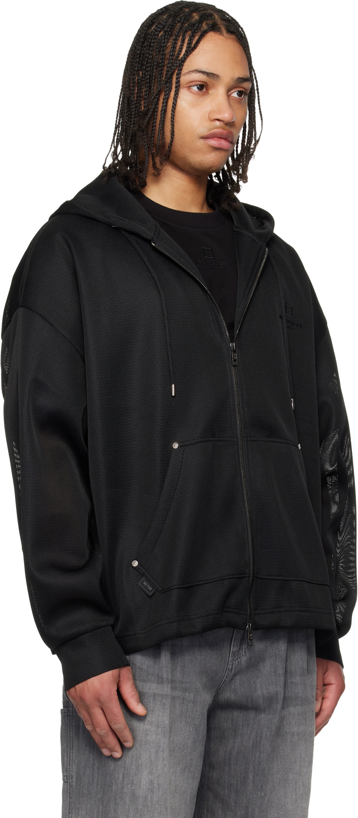 WOOYOUNGMI Black Mesh Hoodie