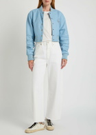 AN-Y1 Queen Stud-embellished Leather Cropped Bomber Jacket Light Blue