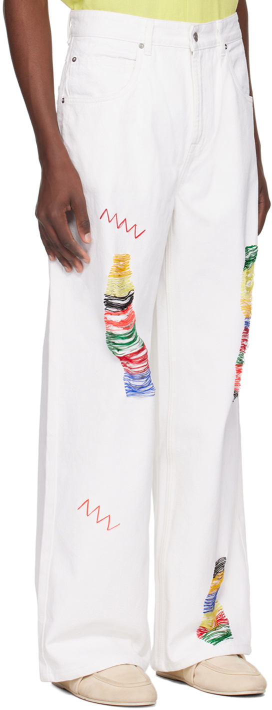 Glass Cypress White Shredded Jeans