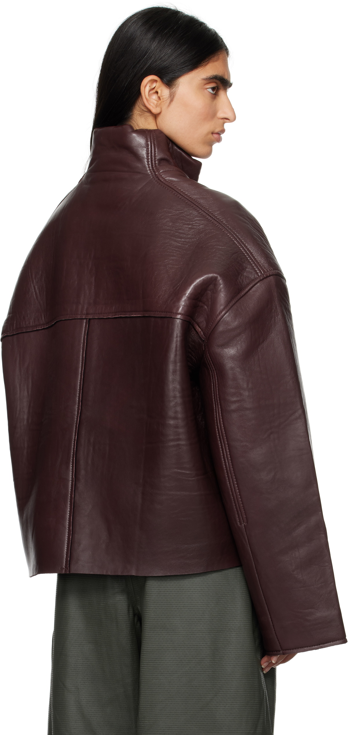 REMAIN Birger Christensen Black Zip Leather Bomber Jacket