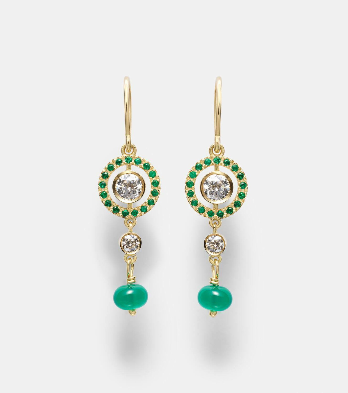 Ileana Makri Orbit 18kt gold drop earrings with gemstones