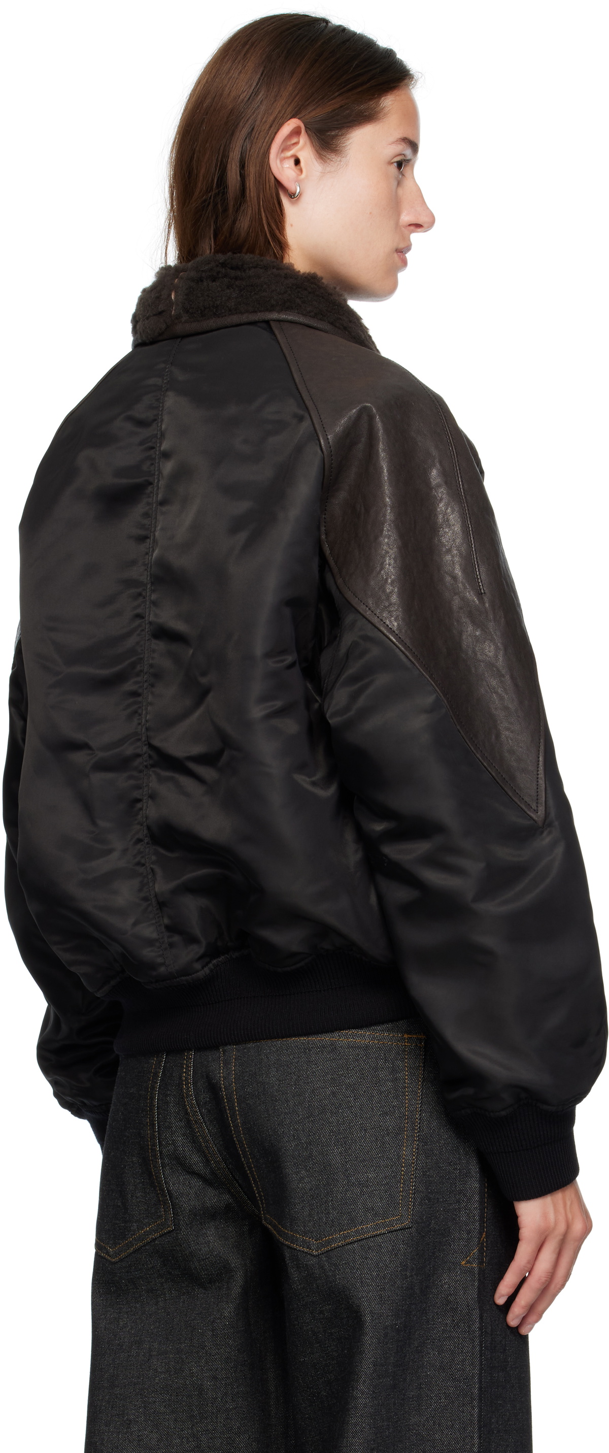 COOR Brown High-Neck Bomber Jacket