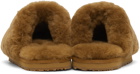 Mou Brown Patch Shearling Slippers