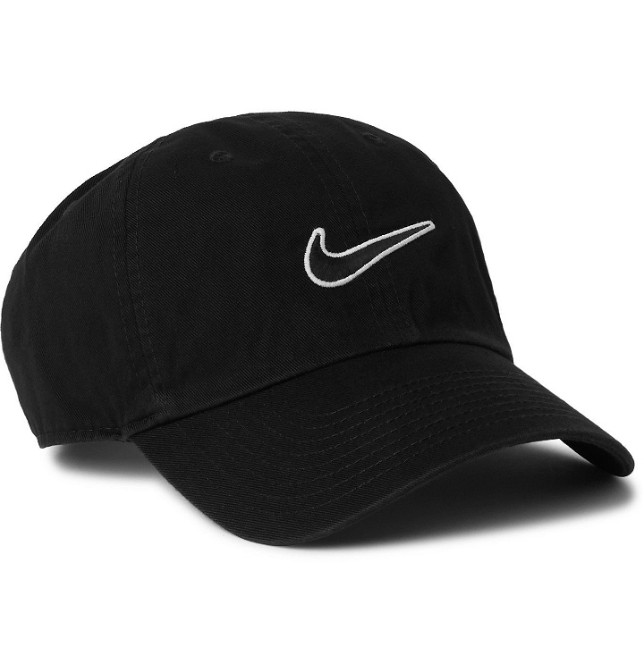 Photo: Nike - Sportswear Heritage 86 Logo-Embroidered Cotton-Twill Baseball Cap - Black