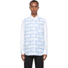 Comme des Garcons Homme White and Blue Striped Logo Pattern Shirt