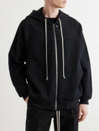 Rick Owens - Washed Wool and Cotton-Blend Zip-Up Hoodie - Black