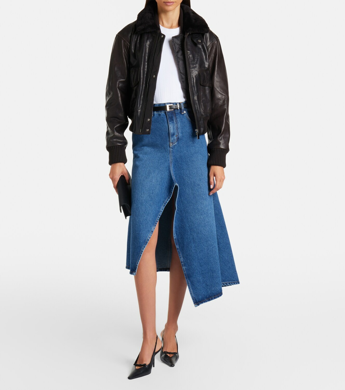 Victoria Beckham Shearling-trimmed leather jacket