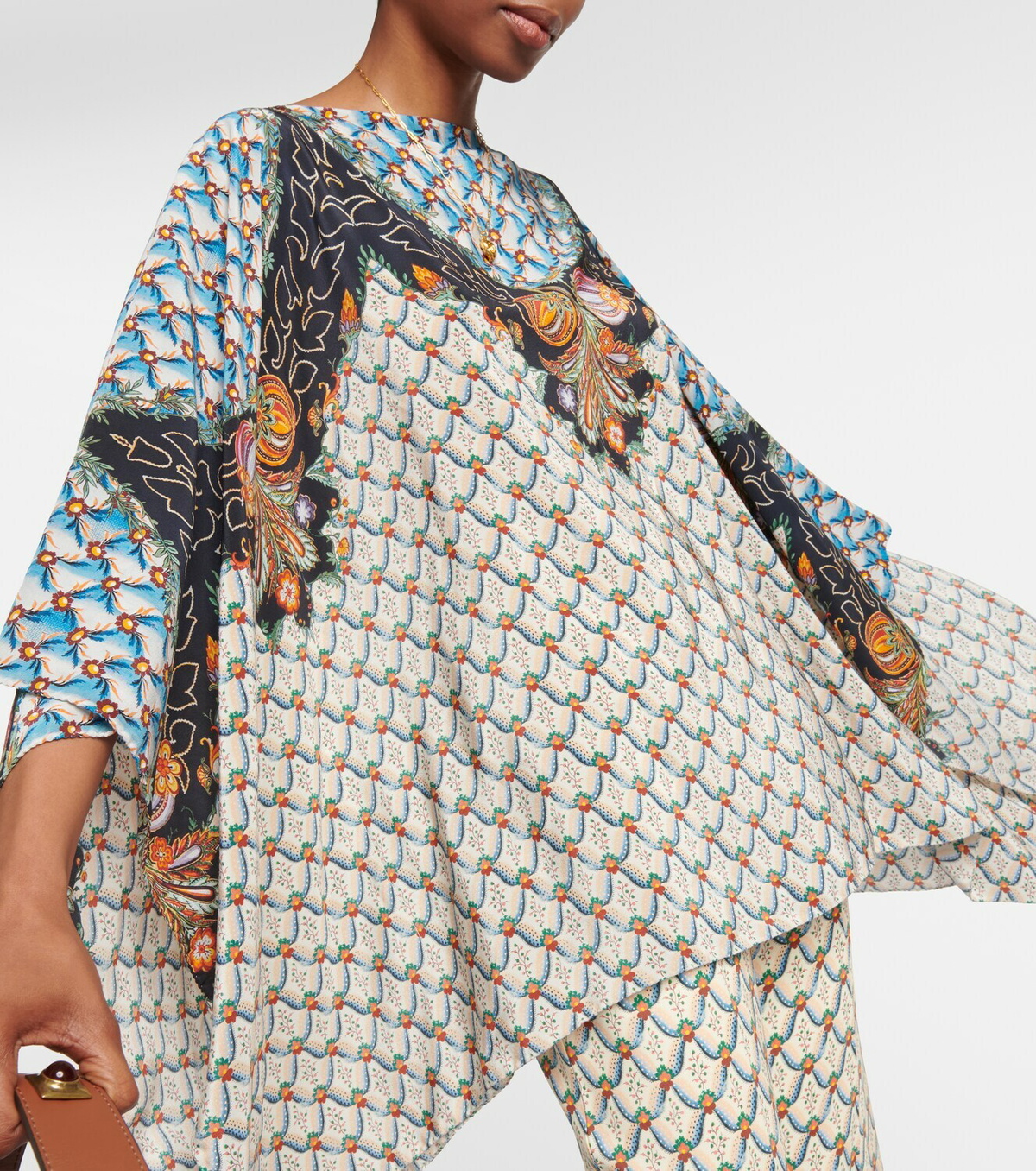 Etro Printed silk cape